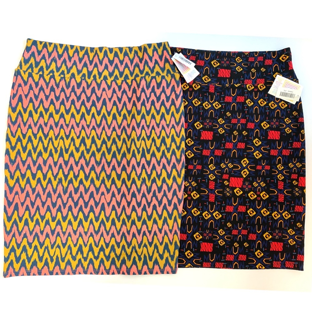 Plus Lularoe Set of 2  Cassie Pencil Skirts Geo